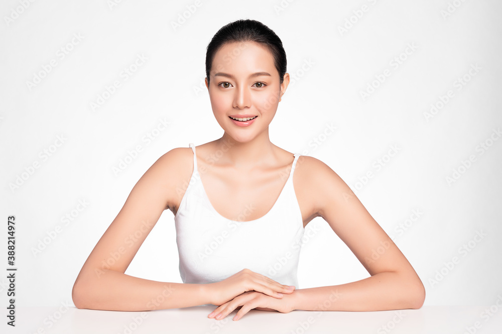 Beautiful young asian woman with clean fresh skin on white background, Face care, Facial treatment, Cosmetology, beauty and spa, Asian women portrait Beautiful young asian woman with clean fresh skin on white background, Face care, Facial treatment, Cosmetology, beauty and spa, Asian women portrait