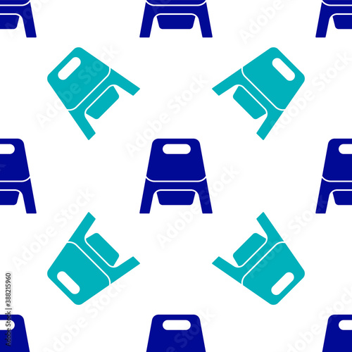 Blue Baby potty icon isolated seamless pattern on white background. Chamber pot. Vector.