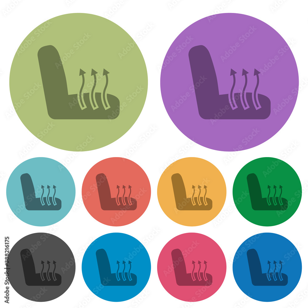 Car seat heating color darker flat icons