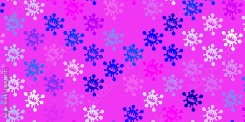 Light pink, blue vector background with covid-19 symbols.