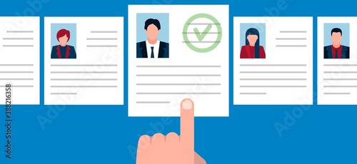 employee resume selection.recruitment banner. selected employee. human resources. Employment, job search, recruitment, recruiting, hr concepts.personnel selection.Job vacancy.concept search employee