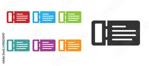 Black Cruise ticket for traveling by ship icon isolated on white background. Travel by Cruise liner. Cruises to Paradise. Set icons colorful. Vector.