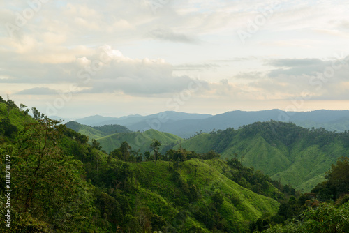 Landscape view of the mountain when seen from the viewpoint of Chong Yen, Mae Wong National Park, Kamphaeng Phet, Thailand.