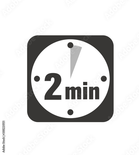 2 minutes timer clock vector icon
