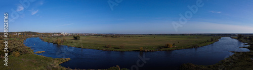 Panoramic view of Gorzow in Poland and river. Landscape.