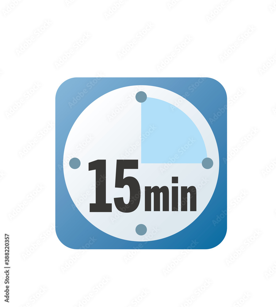 Simple 15minutes timer clock vector icon Simple 15minutes timer clock vector icon