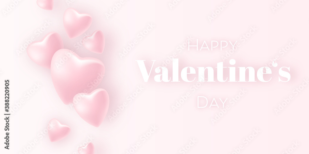 Happy Valentine's Day - Hintergrund, Pinke Herzen in 3D. Pink Banner. Valentinstag