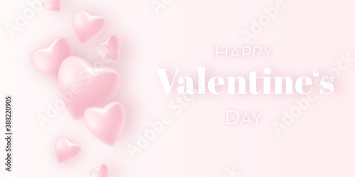 Happy Valentine's Day - Hintergrund, Pinke Herzen in 3D. Pink Banner. Valentinstag