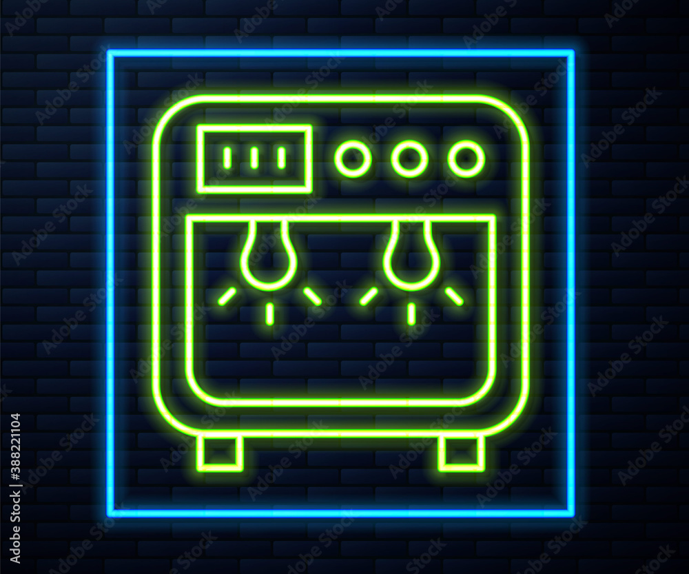 Glowing neon line Biosafety box icon isolated on brick wall background. Vector. Glowing neon line Biosafety box icon isolated on brick wall background. Vector.
