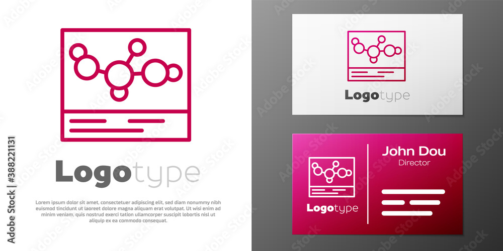 Fototapeta premium Logotype line Chemical formula icon isolated on white background. Abstract hexagon for innovation medicine, health, research and science. Logo design template element. Vector.