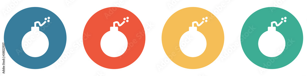 Bunter Banner mit 4 Buttons: Bombe oder Gefahr Bunter Banner mit 4 Buttons: Bombe oder Gefahr