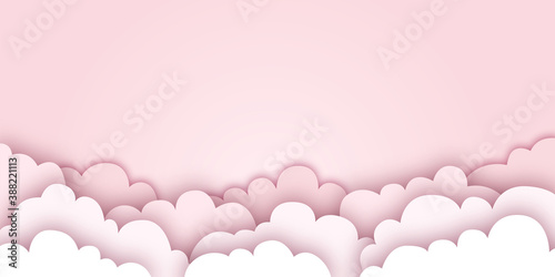 Hintergrund in Papierschnitt, Wolken. Banner, Freisteller. Valentinstag, Muttertag	