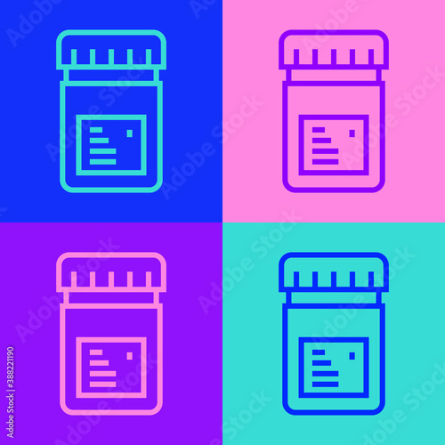 Pop art line Biologically active additives icon isolated on color background. Vector.
