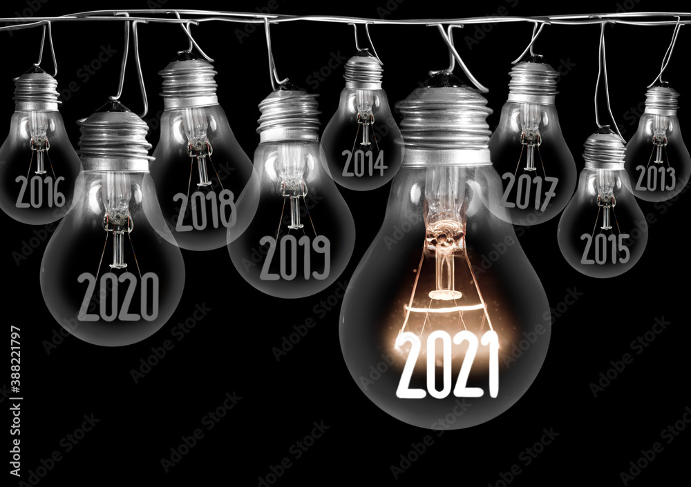 Light Bulbs with New Year 2021 Light Bulbs with New Year 2021