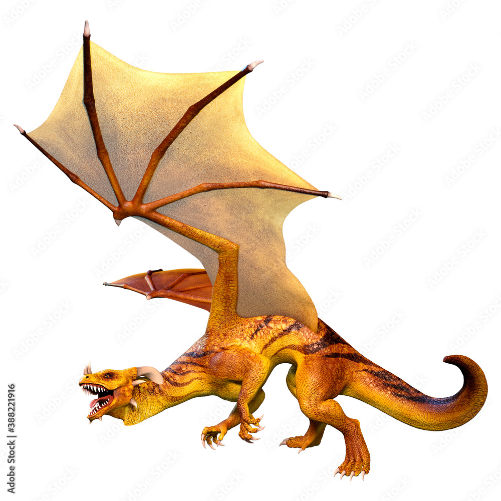 Fototapeta premium 3D Rendering Fairy Tale Dragon on White