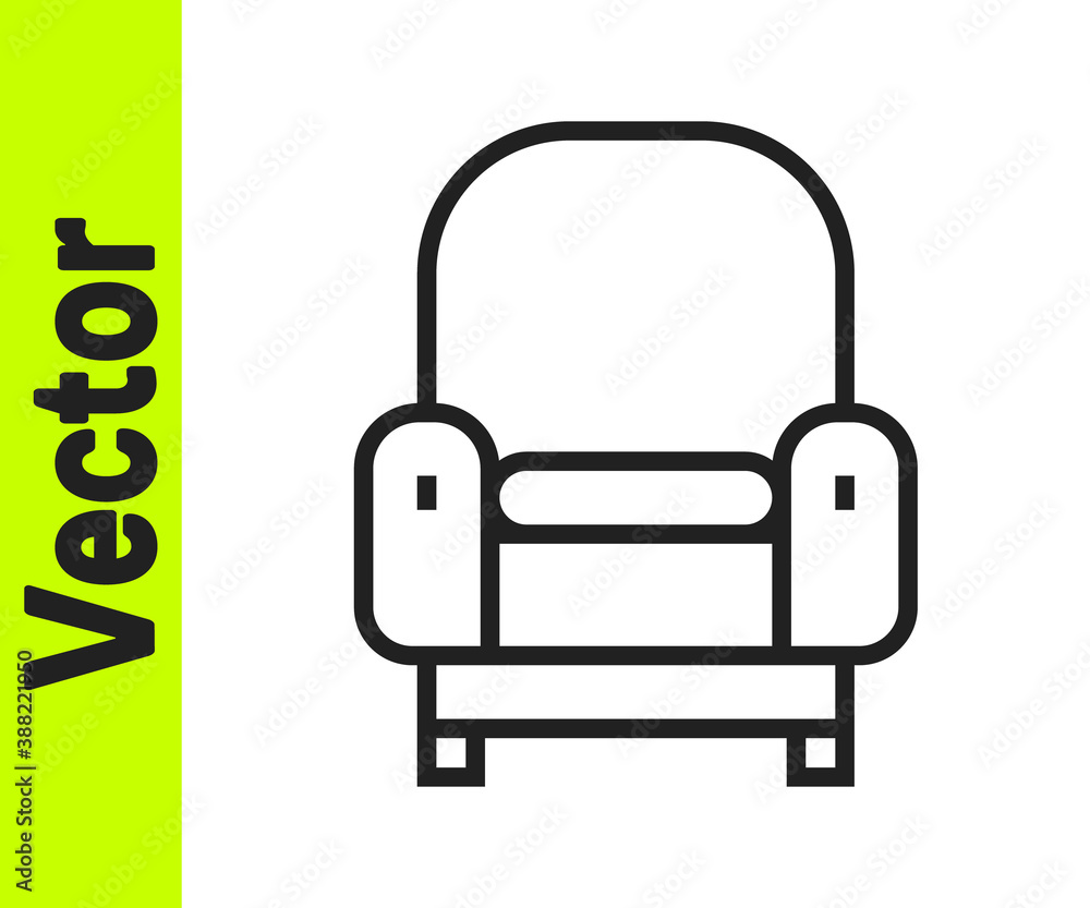 Black line Armchair icon isolated on white background. Vector. Black line Armchair icon isolated on white background. Vector.