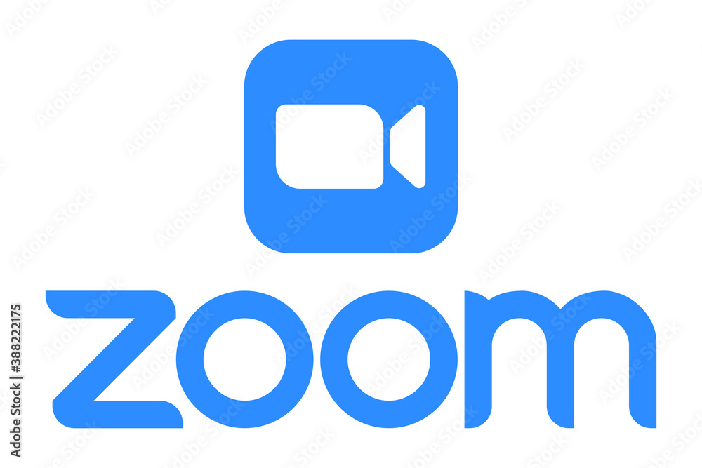 Zoom logo and inscription on a white background. Zoom icon vector de