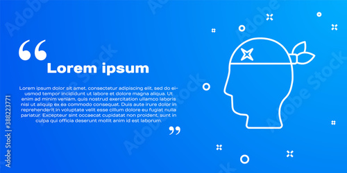 White line Pirate captain icon isolated on blue background. Vector.