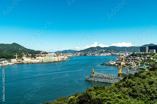 長崎県長崎市 女神大橋から望む長崎市の風景 都市景観