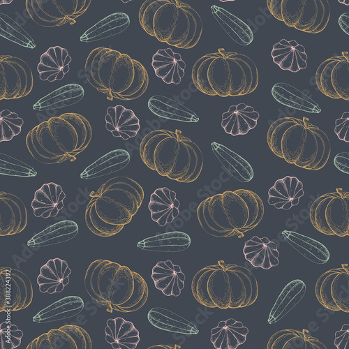Thanksgiving Seamless Pattern With Pumpkins