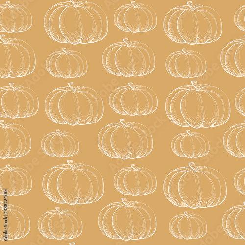 Thanksgiving Seamless Pattern With Pumpkins