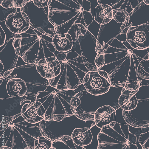 Seamless Pattern with Quince, Squash and Zucchini