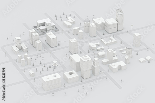 Fototapeta Naklejka Na Ścianę i Meble -  Downtown building, simulation city, 3d rendering.