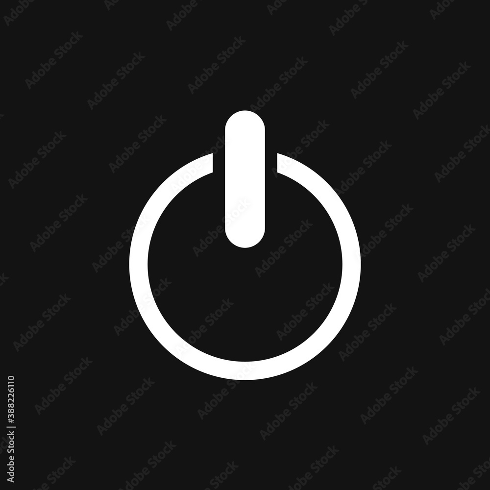 White Power off icon. Power on icon. On-Off icon vector illustration on black background White Power off icon. Power on icon. On-Off icon vector illustration on black background