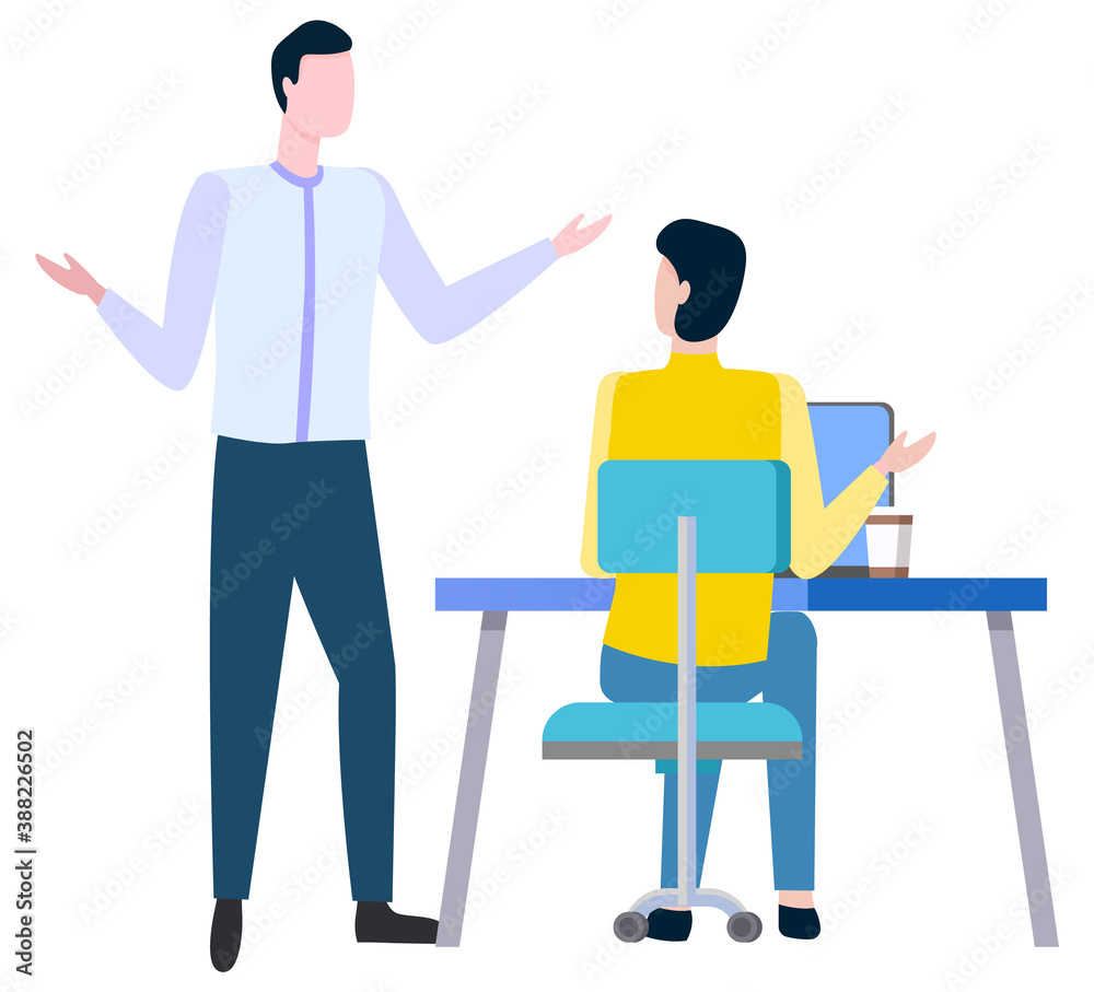 Arguing man and woman discussing business issues. Vector brokers and hucksters, collaboration of colleagues. Stockbrokers or bill-brokers isolated Arguing man and woman discussing business issues. Vector brokers and hucksters, collaboration of colleagues. Stockbrokers or bill-brokers isolated