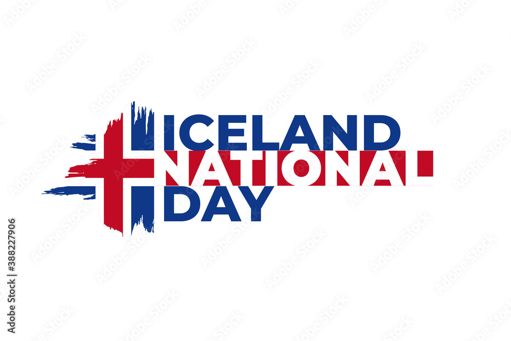 Happy Iceland National Day greeting card, banner, poster design print. Icelandic flag grunge vector illustration on white background. European national holiday. Vector illustration Happy Iceland National Day greeting card, banner, poster design print. Icelandic flag grunge vector illustration on white background. European national holiday. Vector illustration