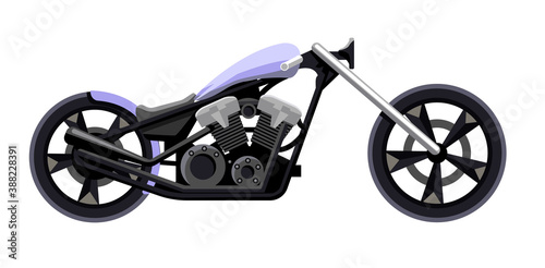 Custom, chopper, bobber motorcycle model isolated on white