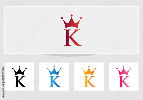 Royal king icon. Modern luxury brand element sign with K letter