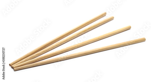 Asian wooden chopsticks for eating isolated on white background