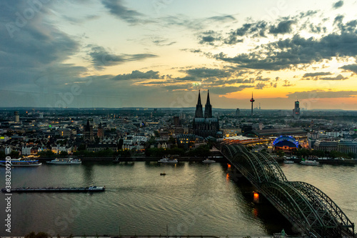 Germany, Cologne, a boat is docked next to a body of water