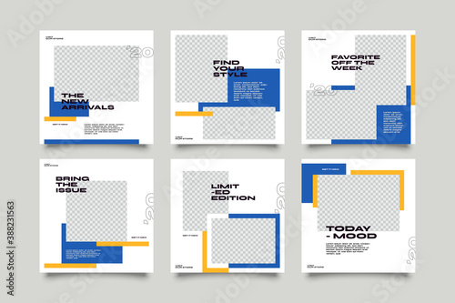 Hype social media post template set. Modern social media post bundle vector, Design editable template for social media post