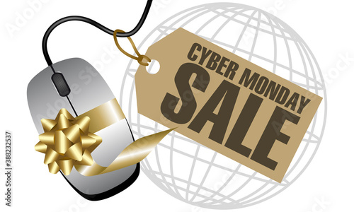 Affiche publicitaire pour annoncer les soldes du « cyber monday » - l’informatique à prix réduit.