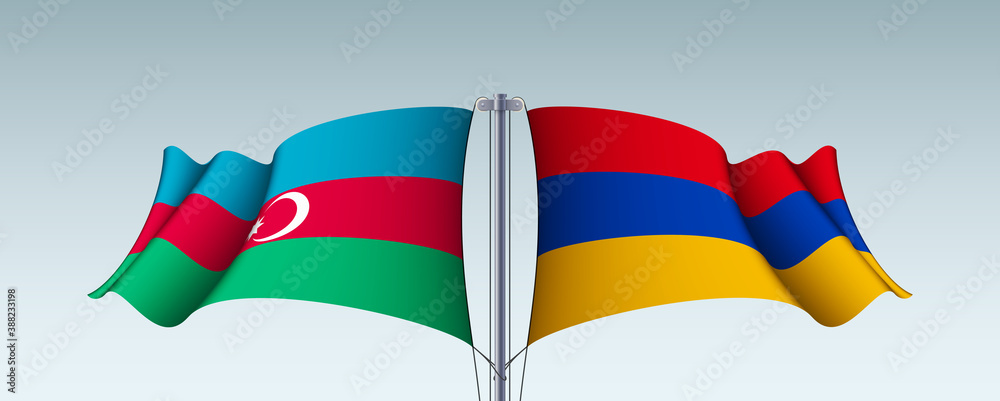 Azerbaijan and Armenia flags state symbols isolated on background national banner. war for independence of Azerbaijan , Armenia. Illustration banner with realistic state flag. Azerbaijan and Armenia flags state symbols isolated on background national banner. war for independence of Azerbaijan , Armenia. Illustration banner with realistic state flag.