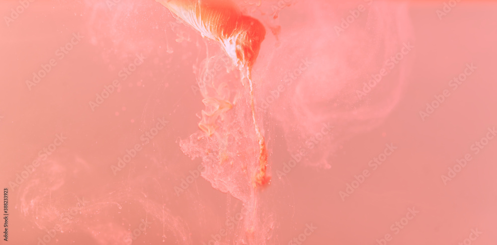 Science and art experiment color dripping into red template bright red background image concept.