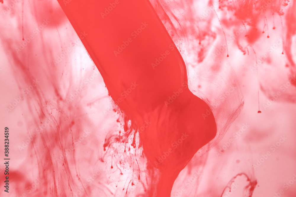 Science and art experiment color dripping into red template bright red ...