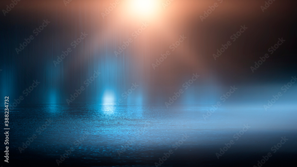 Dark cold wet street, asphalt, neon light. Reflection of neon in water. Empty night street scene, night city, smoke. abstract dark empty scene abstract night landscape neon blue light tree silhouettes Dark cold wet street, asphalt, neon light. Reflection of neon in water. Empty night street scene, night city, smoke. abstract dark empty scene abstract night landscape neon blue light tree silhouettes