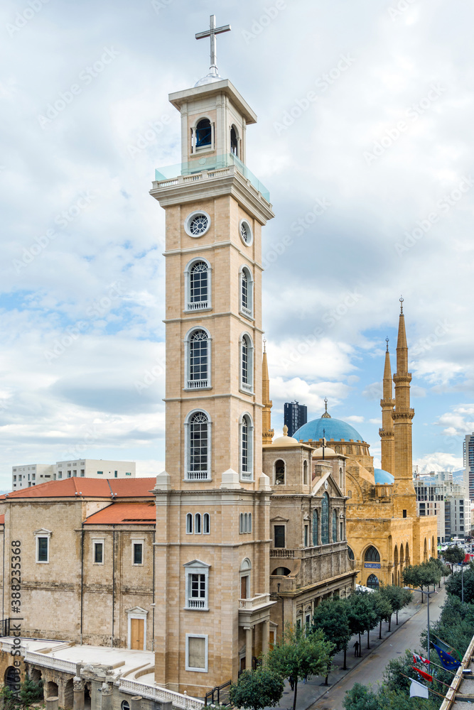 St. Georges Maronite cathedral and Al-Amin mosque, Beirut, Lebanon