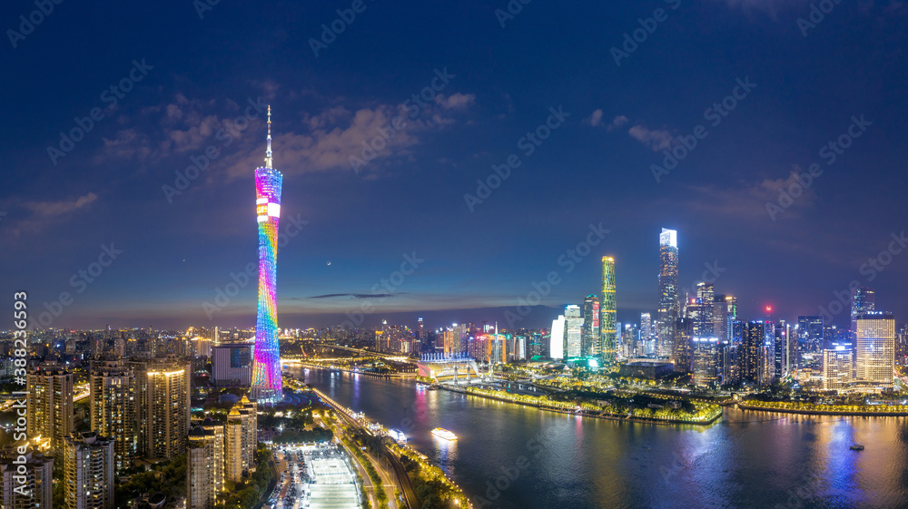 Night view of Guangzhou City, Guangdong Province, China