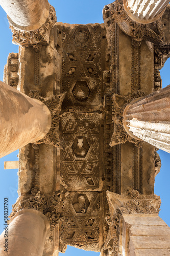 фотографія The ceiling at the peristyle of Temple of Bacchus, Heliopolis Roman ruins, Baalb