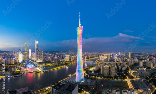 Night view of Guangzhou City  Guangdong Province  China