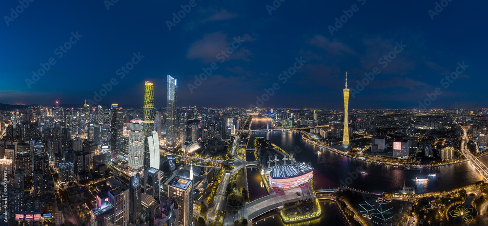 Night view of Guangzhou City, Guangdong Province, China