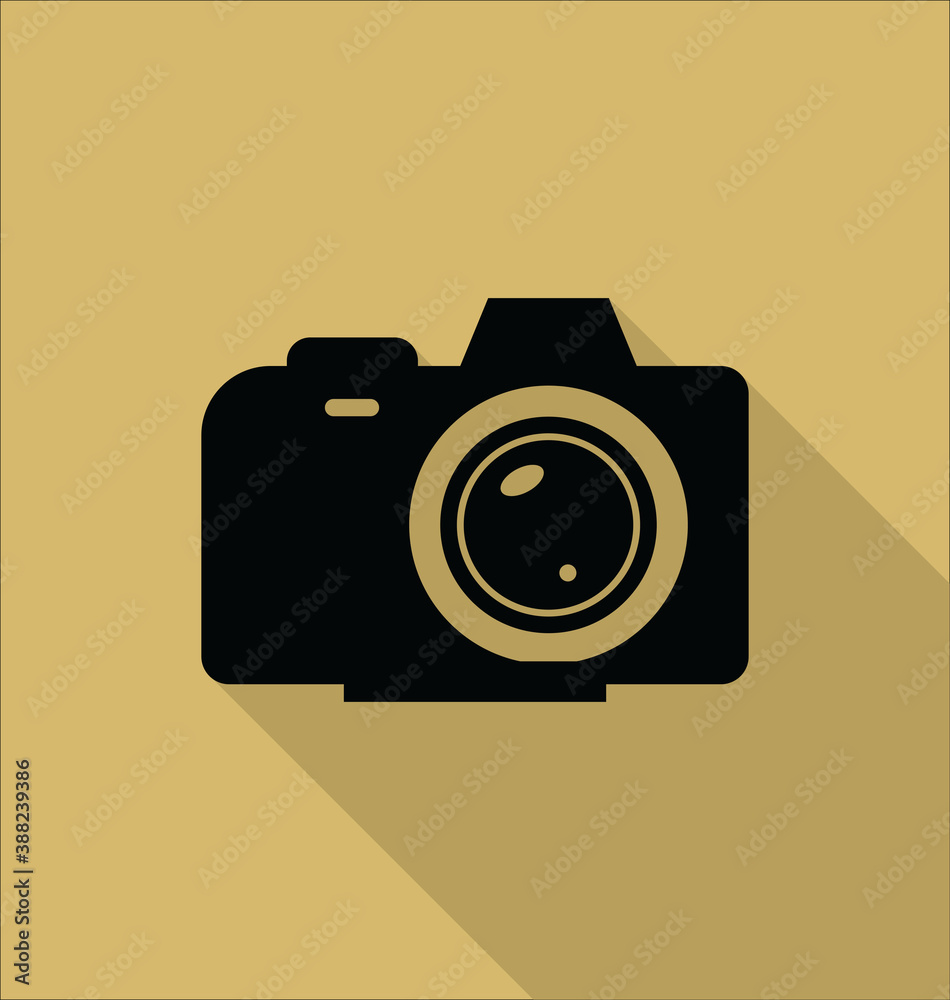 Photo camera icon isolated on yellow background