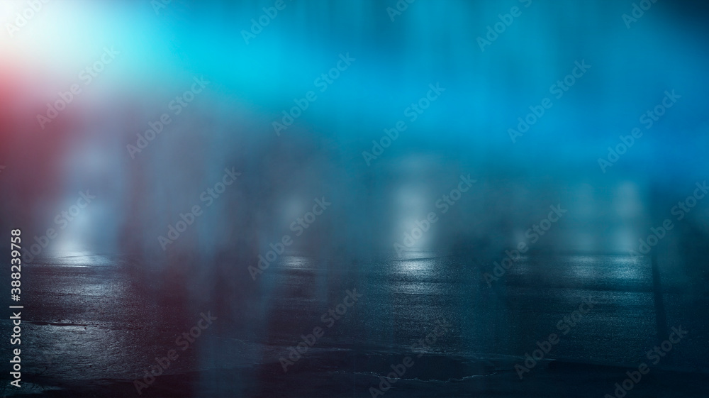 Dark cold wet street, asphalt, neon light. Reflection of neon in water. Empty night street scene, night city, smoke. abstract dark empty scene abstract night landscape neon blue light tree silhouettes Dark cold wet street, asphalt, neon light. Reflection of neon in water. Empty night street scene, night city, smoke. abstract dark empty scene abstract night landscape neon blue light tree silhouettes