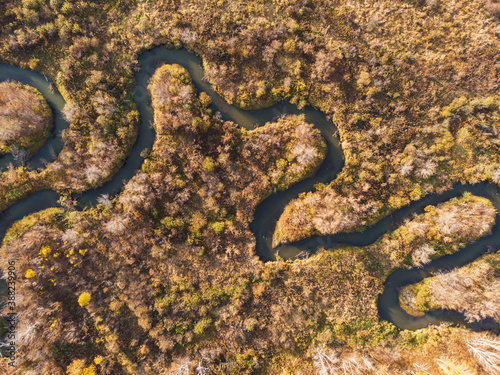 Aerial drone view of autumn...