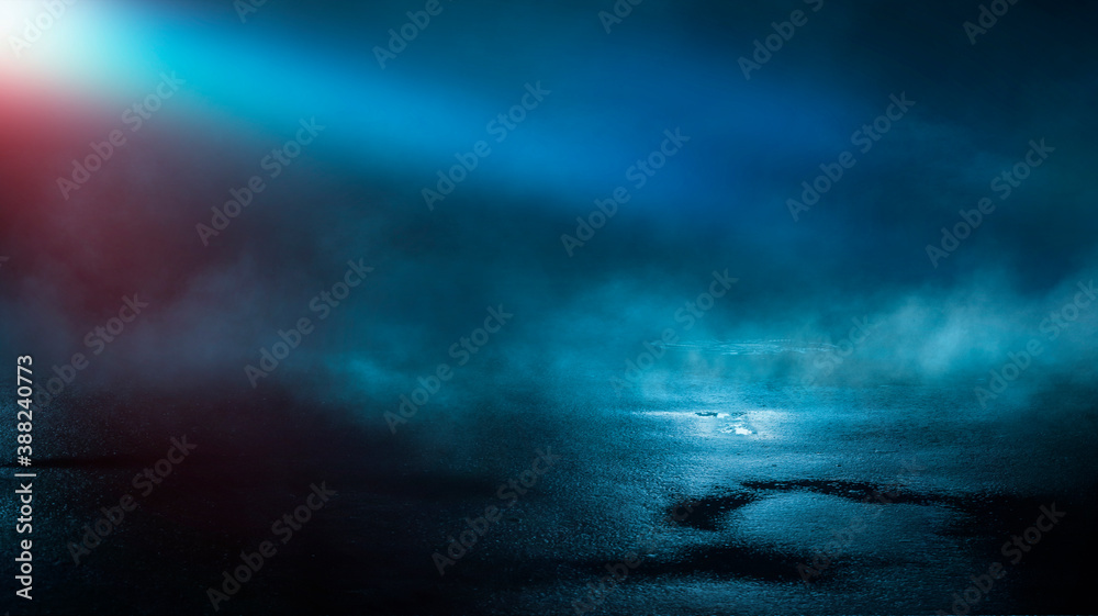 Dark cold wet street, asphalt, neon light. Reflection of neon in water. Empty night street scene, night city, smoke. abstract dark empty scene abstract night landscape neon blue light tree silhouettes Dark cold wet street, asphalt, neon light. Reflection of neon in water. Empty night street scene, night city, smoke. abstract dark empty scene abstract night landscape neon blue light tree silhouettes