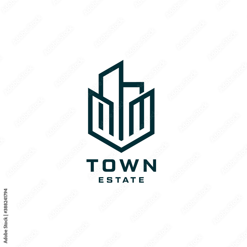 Abstract Building real estate linear logo design Abstract Building real estate linear logo design